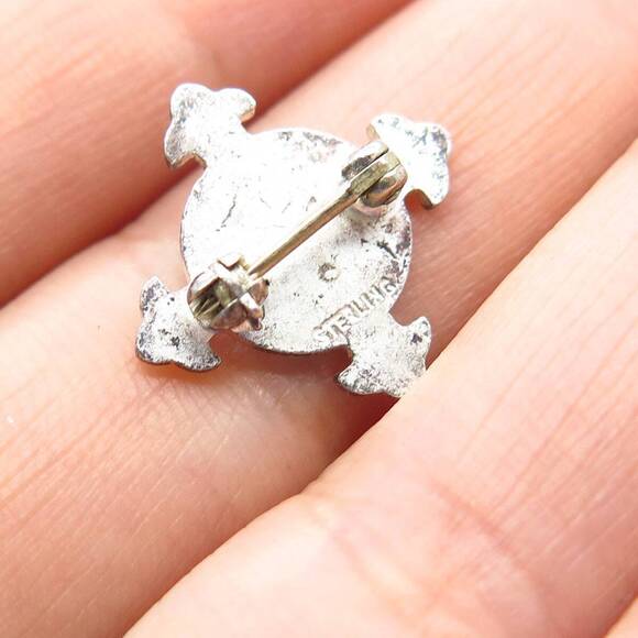 925 Sterling Silver Vintage Enamel Pin Brooch - Picture 5 of 5